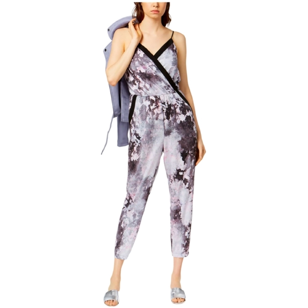 bar III Women's Brussels Splatter Paint Jumpsuit, Gray, Size SMALL NWT